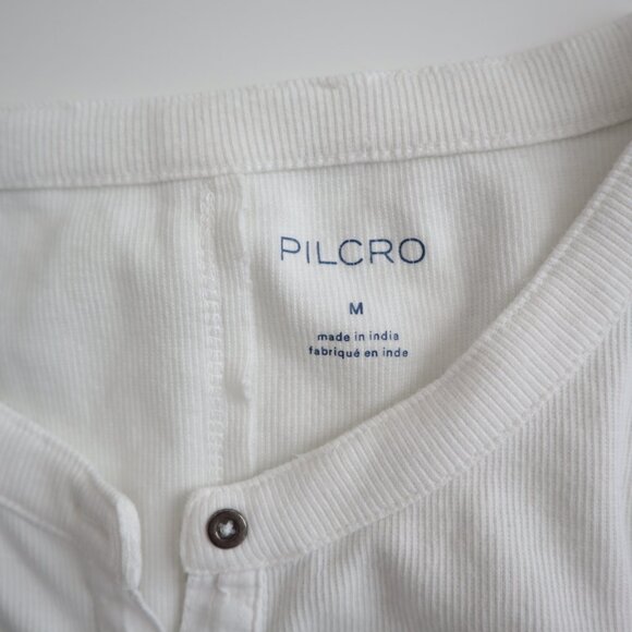 Pilcro White Ribbed Button Front Tank Top | M - Picture 2 of 6